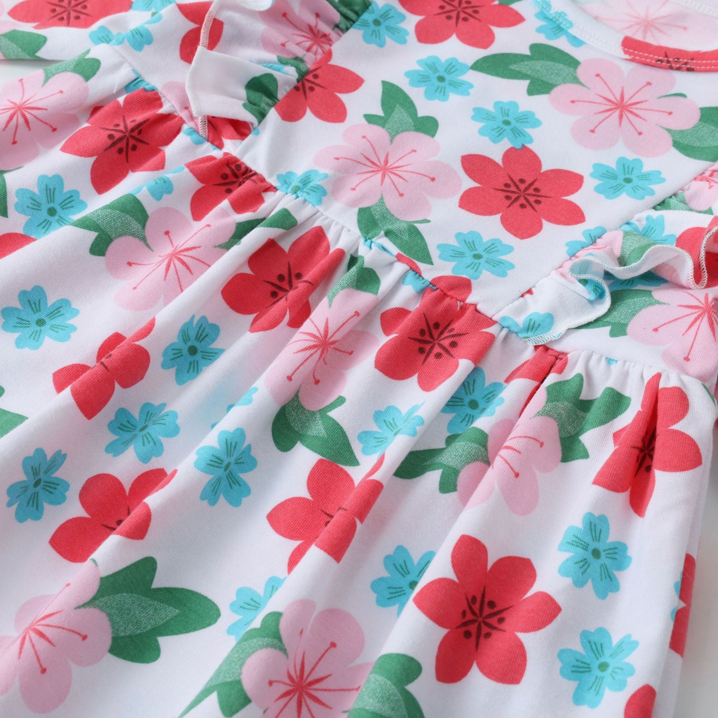 Flower Print Long Sleeve Dress for Girls