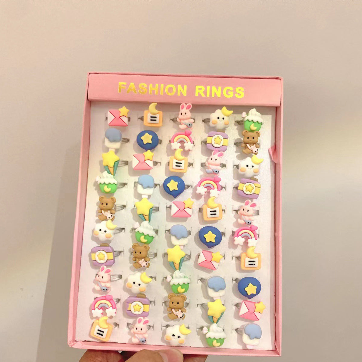 Children's Ring Jewelry Set Korean Cartoon Toy Ring Lovely Princess Girl Gift Resin Ring