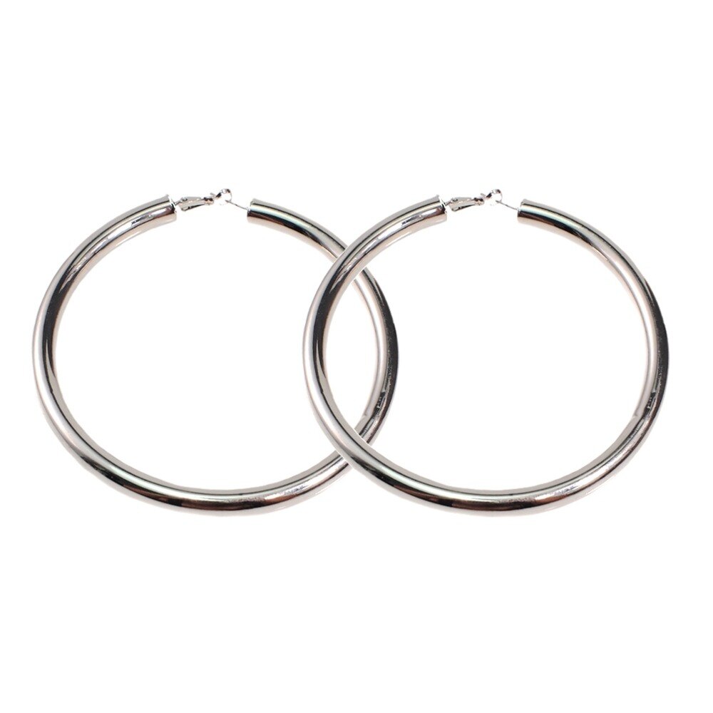 90mm Diameter Wide Copper Hoop Earrings Unique Round Metal Statement Big Earrings For Women Jewelry UKEN