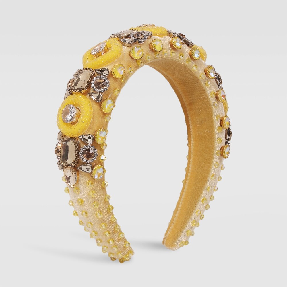 Exquisite Embroidery Rhinestone Flower Headbands Simulation Pearl Beads Padded Headpieces Women's Hair Jewelry Accessories Gifts