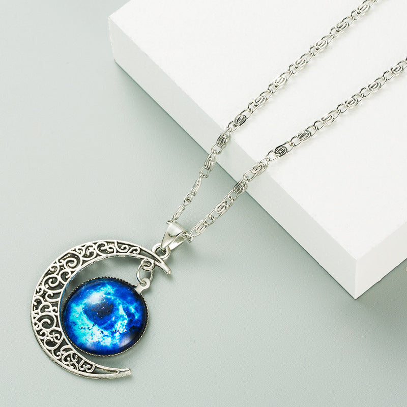 Fashion Moon Galaxy Star Gem Necklace Fashion Men's and Women's Hip-Hop Sweater Chain Jewelry