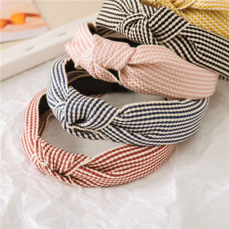 Korean New Simple Cross Grid Hair Hoop Women's Wide Version Crimping Knot Headband Hair Band Jewelry