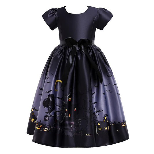 Halloween Dress for Kids Girls Pumpkin Lantern Ghost Costume Party Outfit