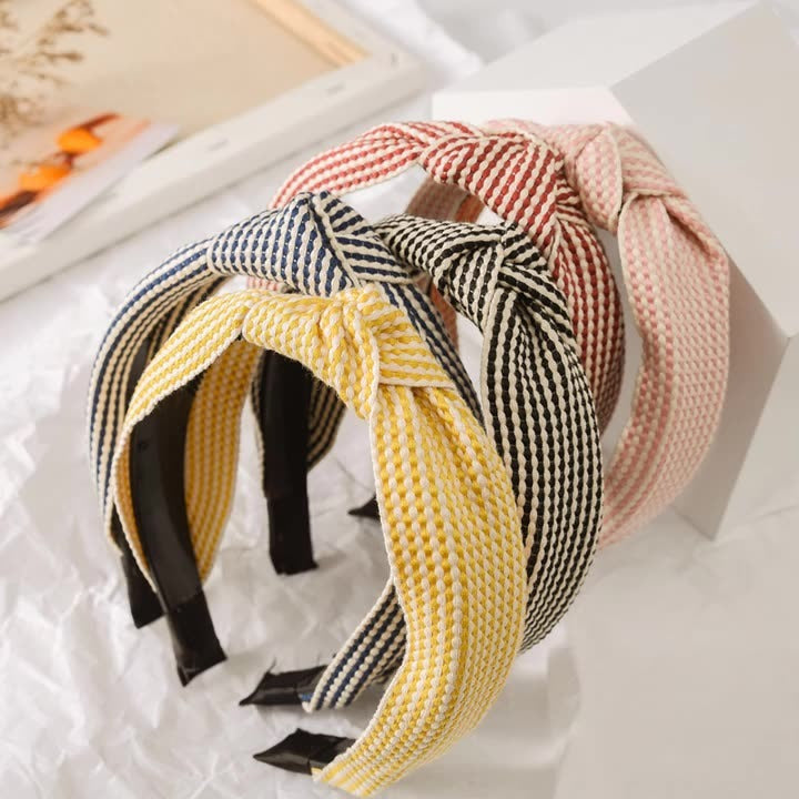 Korean New Simple Cross Grid Hair Hoop Women's Wide Version Crimping Knot Headband Hair Band Jewelry