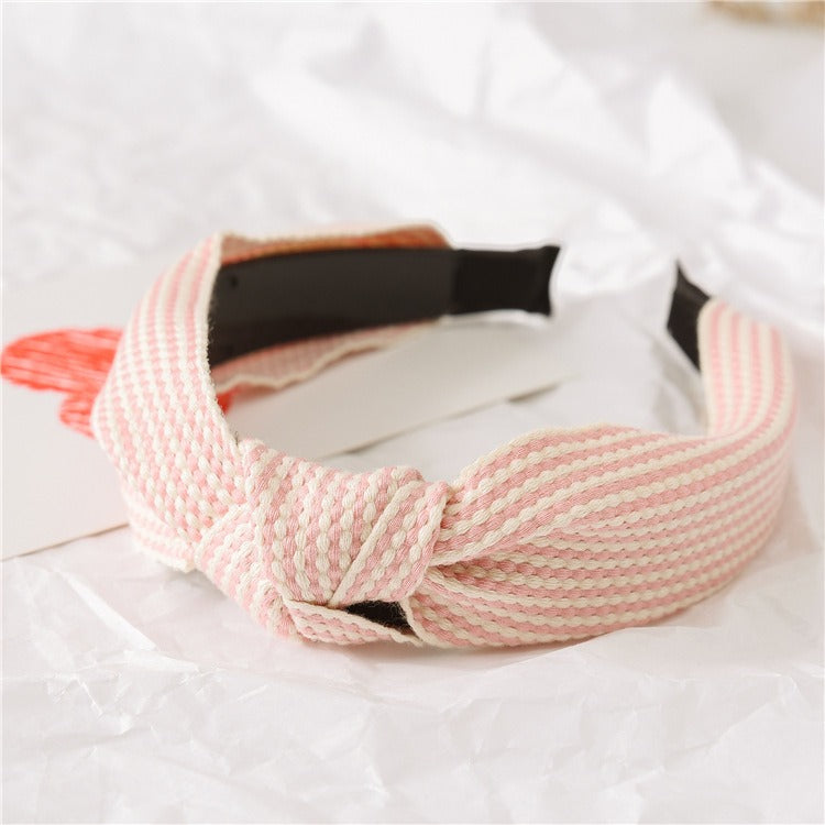 Korean New Simple Cross Grid Hair Hoop Women's Wide Version Crimping Knot Headband Hair Band Jewelry