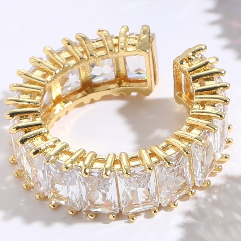 Copper Plated Zircon Ring Ins Style Simple And Luxury 14K Copper Plated Real Gold Ring Jewelry