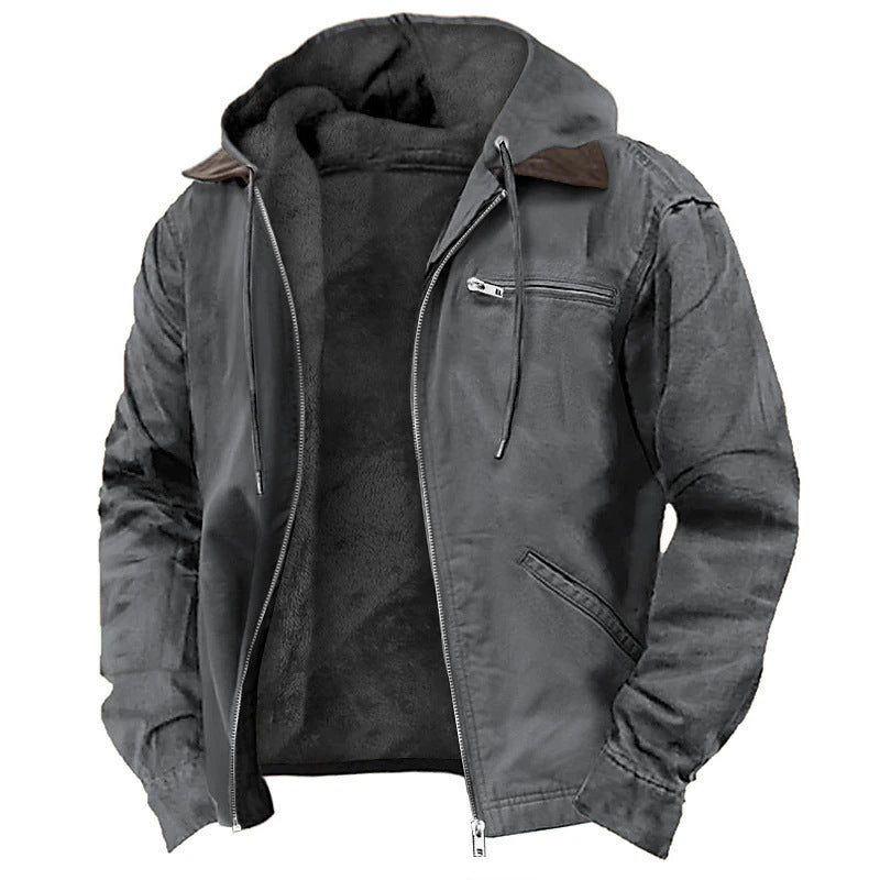 Jacket with Fleece Lining and Zipper Pockets for Men
