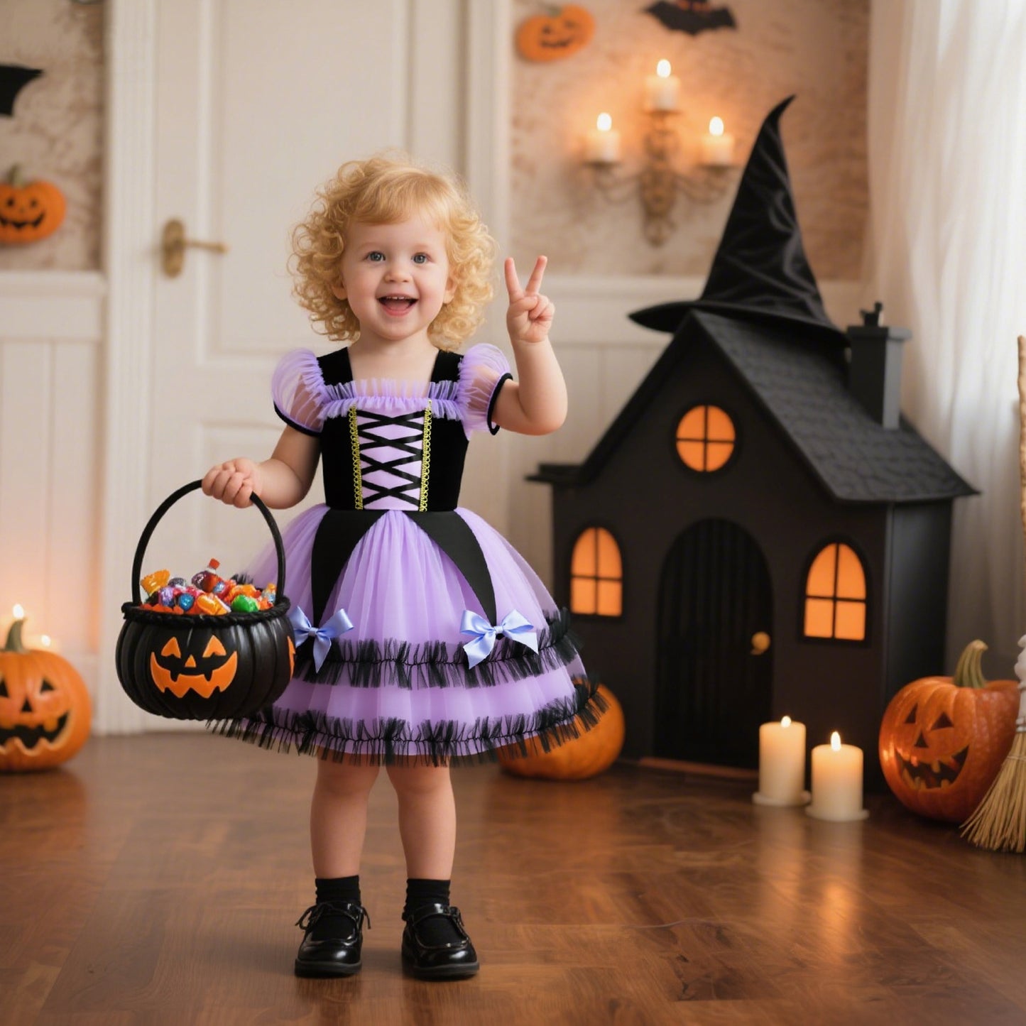 Halloween princess dress for girls, formal evening gown birthday performance dress