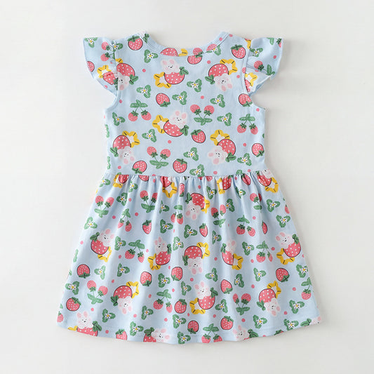 Style Girls' Dress Cartoon Ruffle Sleeve Dress Princess Dress