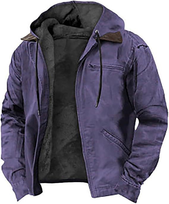 Jacket with Fleece Lining and Zipper Pockets for Men