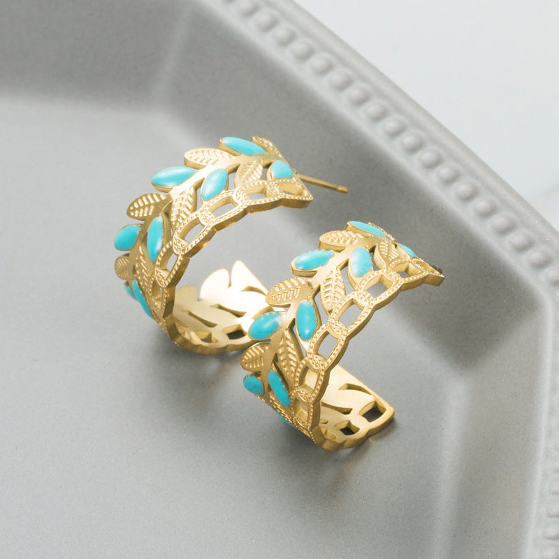 Trendy Titanium Steel Earrings Female Hollow Fashion Snake-Shaped Personality Creative Earrings Stainless Steel Jewelry