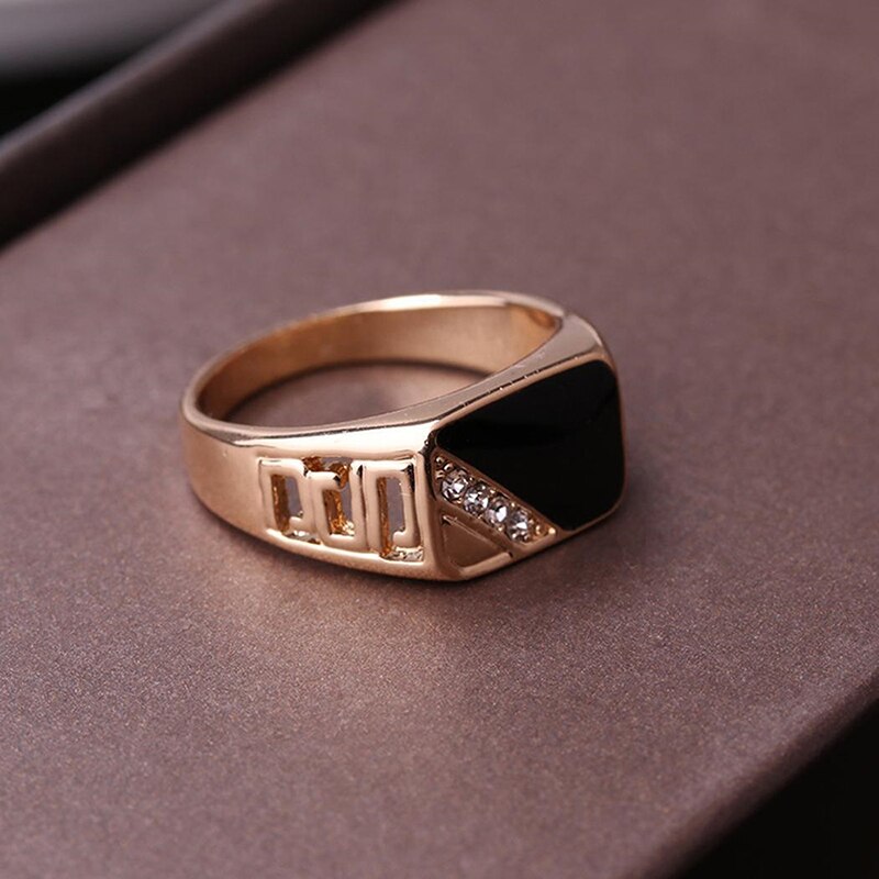 mens Wedding Ring Black Enamel