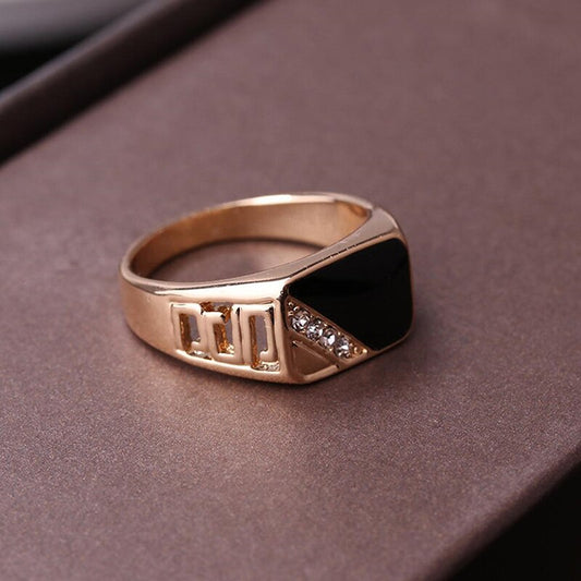mens Wedding Ring Black Enamel