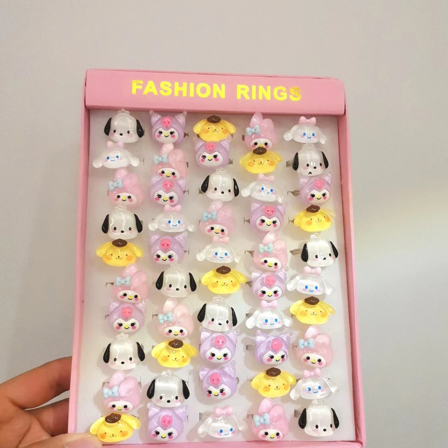 Children's Ring Jewelry Set Korean Cartoon Toy Ring Lovely Princess Girl Gift Resin Ring