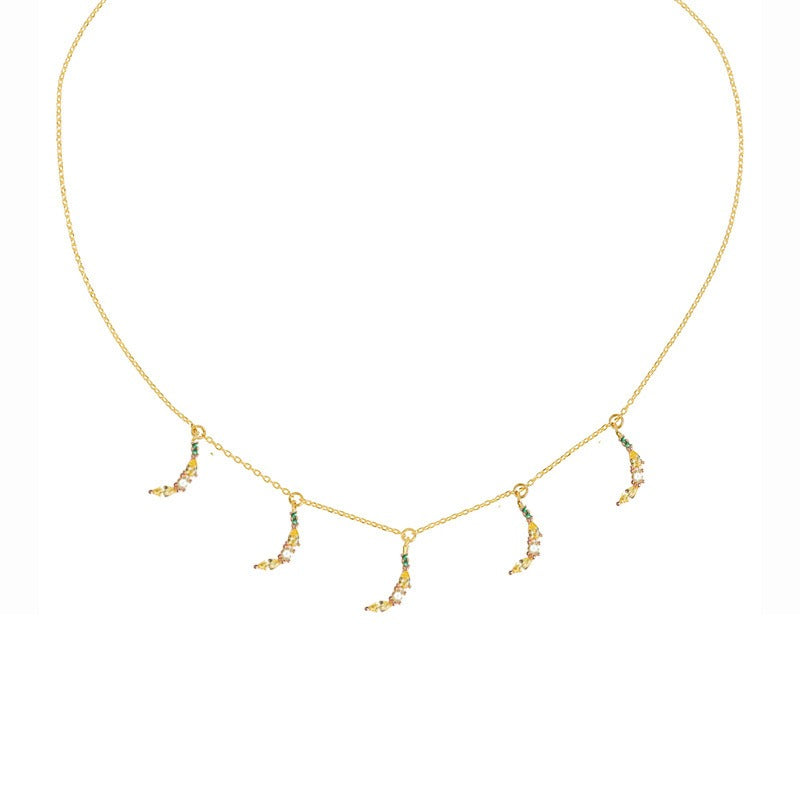 Jewelry INS Hot Color Zircon Necklace Cherry Honey Peach Tropical Fruit Collar Chain Necklace Girl